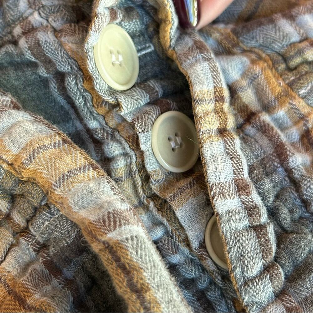 Free People + CP Shades Lourdes Grey, Orange, and Brown Plaid Button Up Pants M - Picture 10 of 12